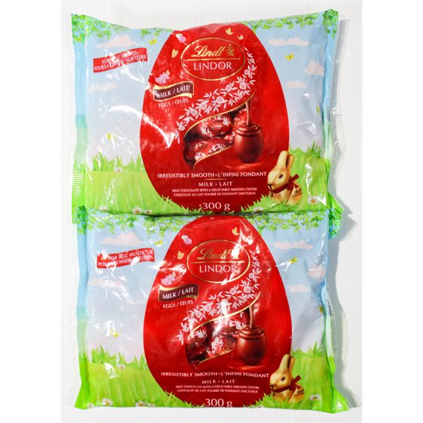 TWO PKS LINDT LINDOR CHOCOLATE EGGS 300G PER