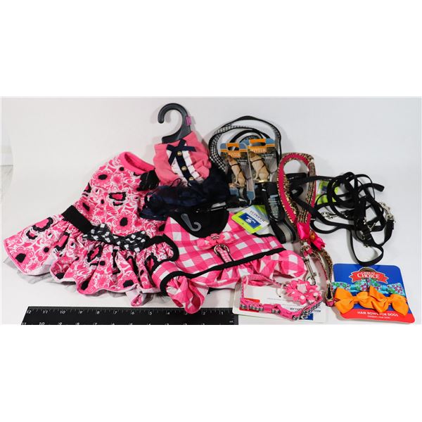 LOT OF SMALL PET ACCESSORIES INCLUDES HARNESSES