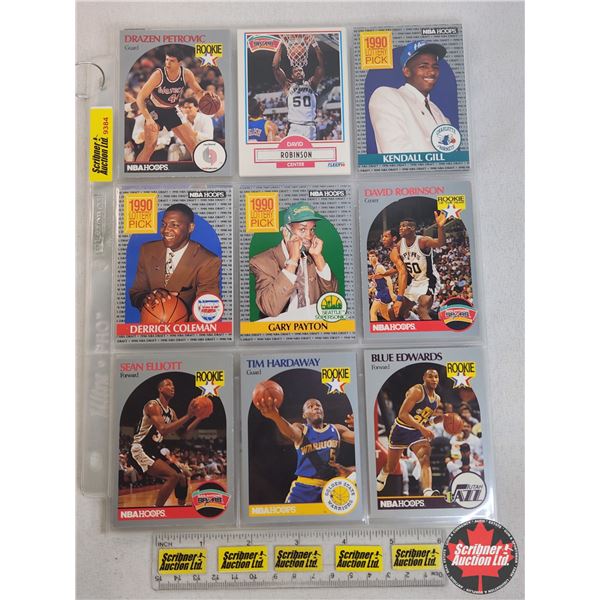 NBA Cards 1990's-2000's Variety (4 Sheets ~ 35 Total) : Incl. Drazen Petrovic, Kendall Gill, Gary Pa