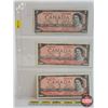 Image 1 : Canada $2 Bills 1954 : - Lawson/Bouey #PG8003666 - Lawson/Bouey #VG0805742 - Lawson/Bouey #MG5308325