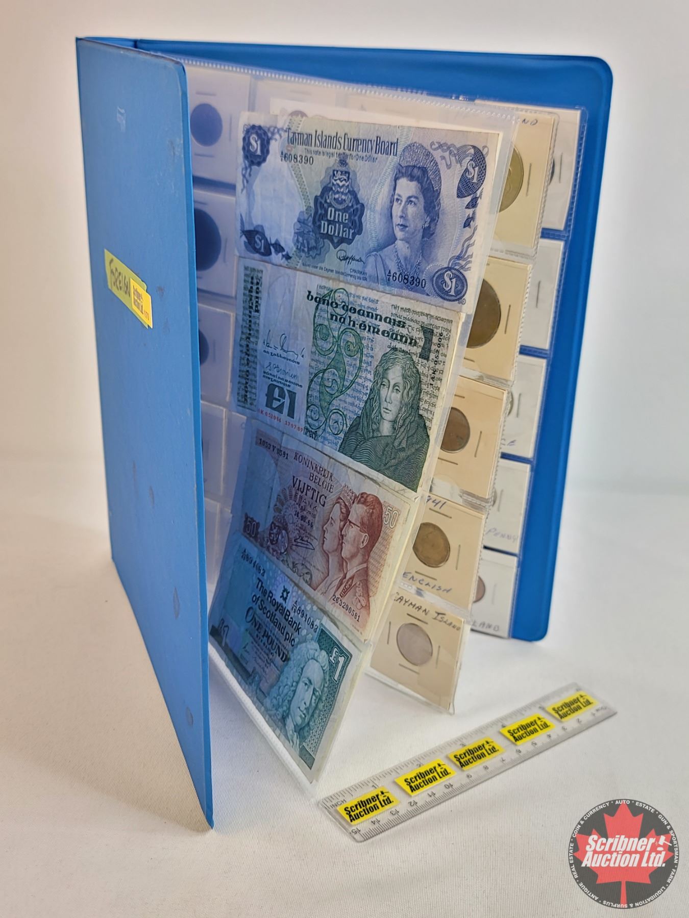 FOREIGN COIN & PAPER MONEY COLLECTION - BINDER LOT (8 Bills & 40 Coins ...
