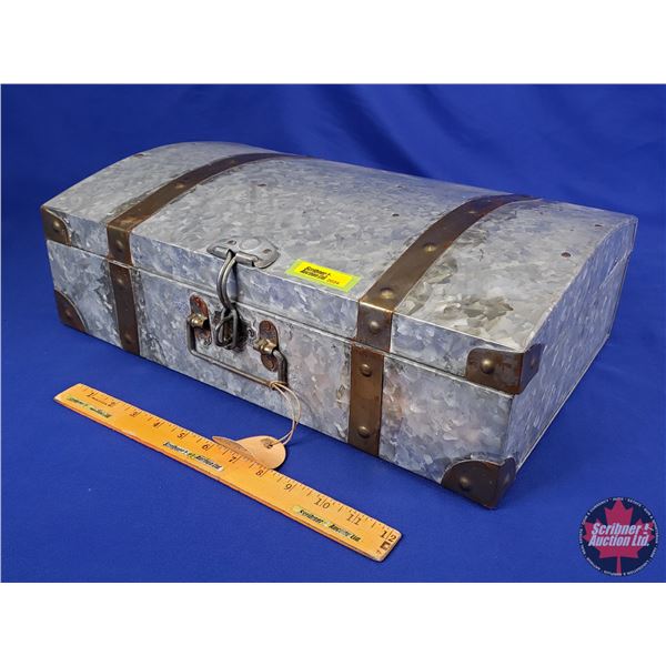 HOME DÉCOR : Galvanized Trinket Trunk (6-1/2"H x 18"W x 11-1/2"D) (SEE PICS!)