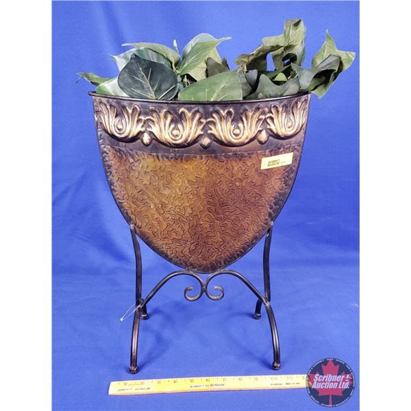 HOME DÉCOR : Tin Plant Stand (17"H x 13-1/2"W x 5-1/2"D) (SEE PICS!)