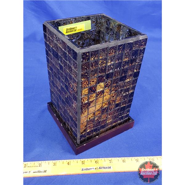 HOME DÉCOR : Mosaic Candle Holder (2pc) w/Candle (8-1/2"H x 5"W x 5"D) (SEE PICS!)