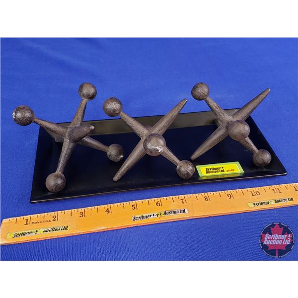 HOME DÉCOR : Cast Iron Jacks (Retro Decorative Home Accents -Paperweight) w/Trinket Tray (Tray Measu