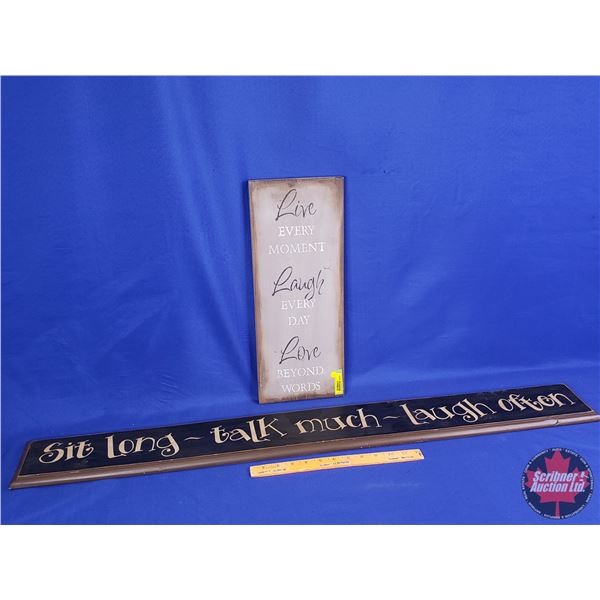 HOME DÉCOR - Wooden Wall Art :  Live Laugh Love  &  Sit Talk Laugh  (Longest measures : 5 H x 43 L) 