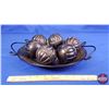 Image 2 : HOME DÉCOR : Tin Trinket Plate w/Accent Balls (6) (Note : One Damaged) (Tray Measures : 2-1/2"H x 12