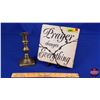 Image 1 : HOME DÉCOR : Stone "Prayer Changes Everything" Wall Plaque & Brass Candle Holder (Sign Measures : 8-