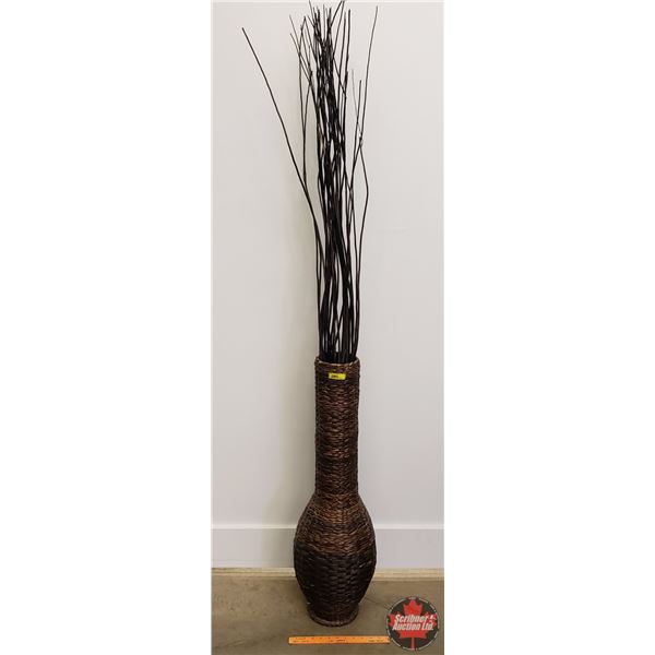 HOME DÉCOR : Wicker Vase w/Décor Sticks (Vase Measures : 34"H) (SEE PICS!)