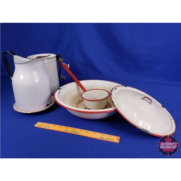 Enamelware (6pcs) (Pitcher Measures : 9 H x 4 Dia) (SEE PICS!)