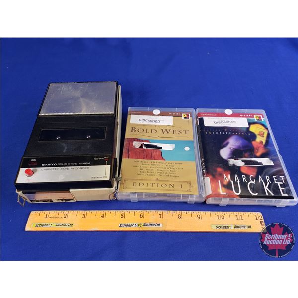 Sanya Solid State M-48M Cassette Tape Recorder w/Western & Mystery Audio Cassette Books (SEE PICS!)