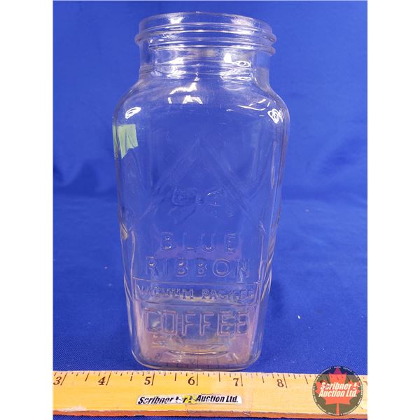 Blue Ribbon Coffee Glass Jar (8 H x 5 Dia) (SEE PICS!)