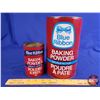 Image 1 : Blue Ribbon Baking Powder Tins (2) (Largest Measures : 8-1/2"H x 5"Dia) (SEE PICS!)