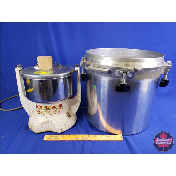 Vintage All American Pressure Cooker & Atlas Juicer (Pressure Cooker Measures : 13"H x 15"Dia) (SEE 