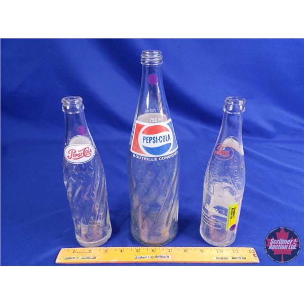 Pepsi Bottles (3) (Tallest : 12") (SEE PICS!)