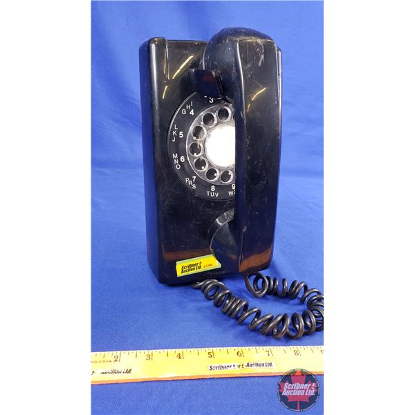 PTI Rotary Wall Phone (9-1/2'H x 5-1/4"W x 3-1/4"D) (Note: Crack on Bottom) (SEE PICS!)