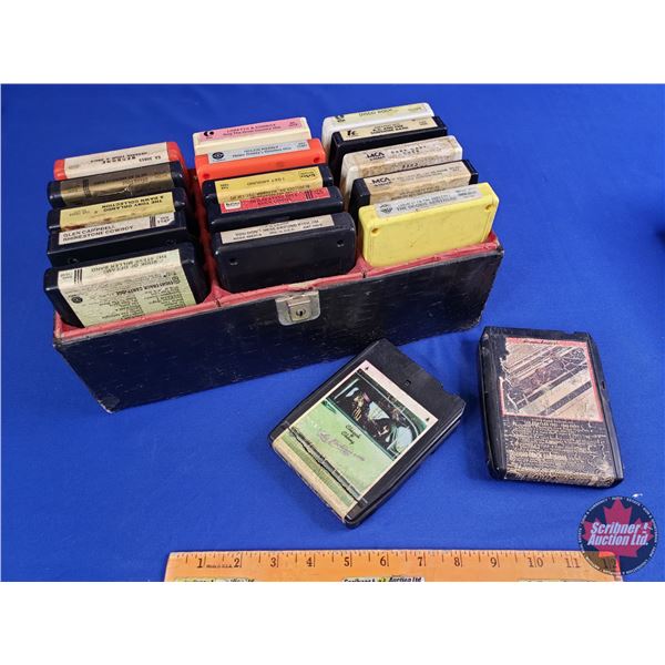 8-Tracks (17) incl. : Cheech & Chong, The Beatles, Cher, etc c/w Carry Case (Case Measures: 6"H x 13