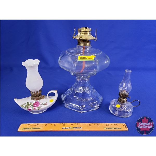 Coal Oil Lamp Trio (Largest : 11"H) (SEE PICS!)