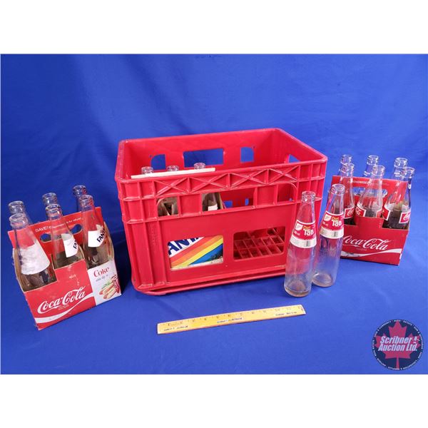 Coca-Cola Plastic Crate w/Variety of Bottles (20) including Fanta, Tab, Fanta & Coca-Cola and 6 Bott