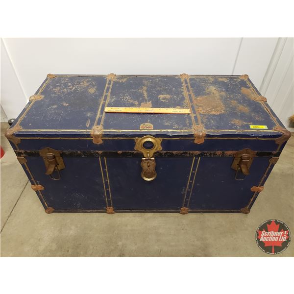 Atlas Metal Steamer Trunk (18-1/2 H x 36 W x 17-1/4 W) (SEE PICS!)