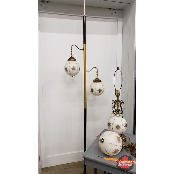 Vintage Lamp Set : Pole Lamp, Table Lamp & Hanging Lamp (SEE PICS!)