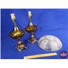 Image 1 : Vintage Table Lamps (2) & Light Shade (Lamps : 15"H) (SEE PICS!)