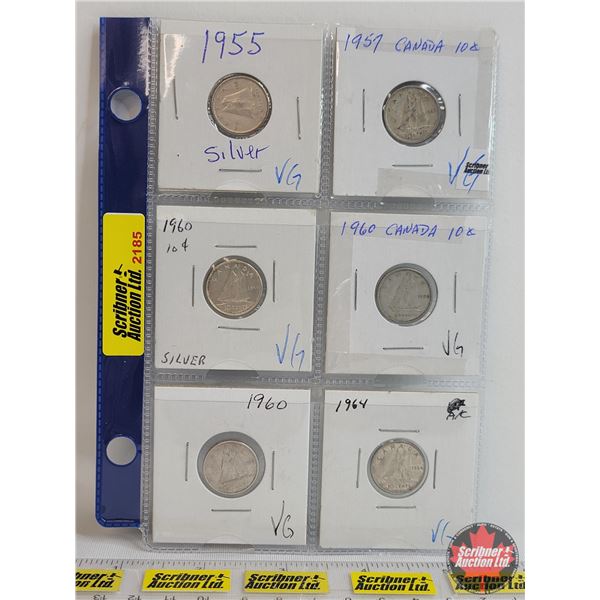 Canada Ten Cent (6): 1955; 1957; 1960 (3); 1964 (SEE PICS!)