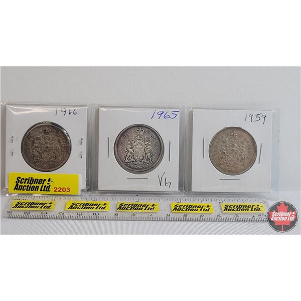 Canada Fifty Cent (3) : 1959; 1965; 1966 (SEE PICS!)