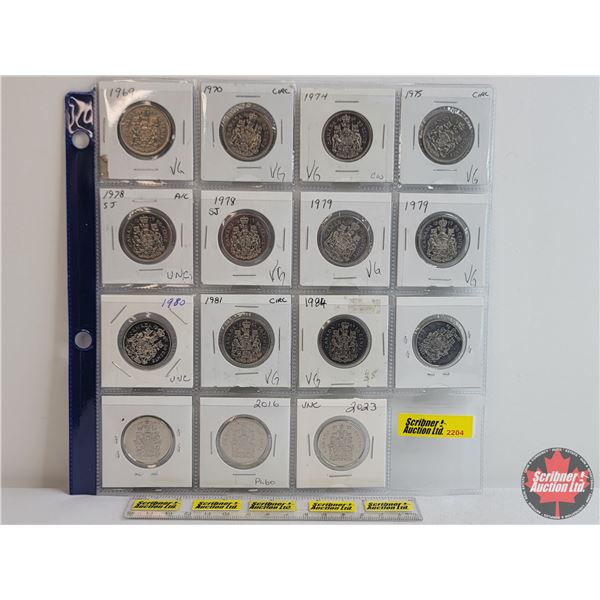 Canada Fifty Cent (15) : 1969; 1970; 1974; 1975; 1978 (2); 1979 (2); 1980; 1981; 1984; 2002 (2); 201