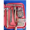 Image 2 : Variety of Vintage Tools Including Horse Shoe, Horse Shoe Hammer, Draw Knife, Pedal Pads, etc (SEE P