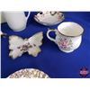 Image 8 : Collector Glassware Combo (18pcs) : Framed Print, Tea Pot, Noritake, Tea Cups, Saucers, Trivet, etc 