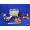 Image 1 : Ducks & Dogs Collector Combo : Painted Basket, Chalkware Dogs, Genuine Burwood Ashtray, Napkin Holde