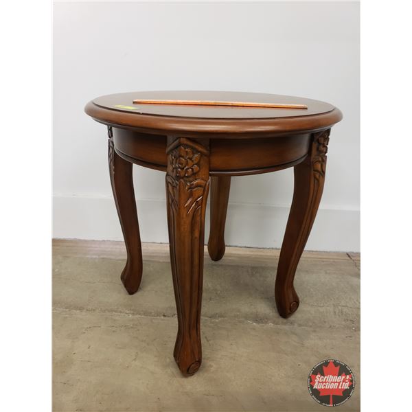 Round Wooden Side Table (21 H x 19 Dia) (SEE PICS!)