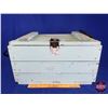 Image 2 : Blue Painted Wooden Slat Crate w/Lid (11"H x 19"W x 11"D) (SEE PICS!)