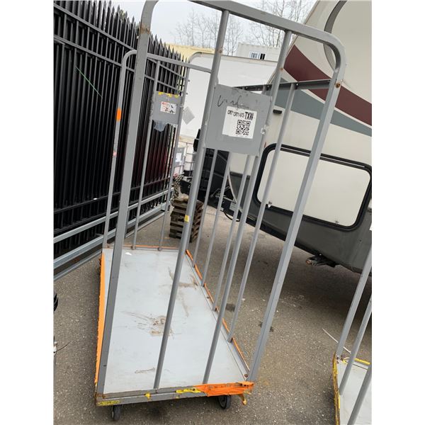 GREY METAL COMMERCIAL MOBILE LOGISTICS RACK-APPROX.6FT X 3FT X 6FT