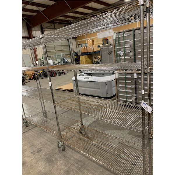 METRO STYLE CHROME FINISH 4 TIER MOBILE SHELF RACK-APPROX. 5FT ACROSS X ...