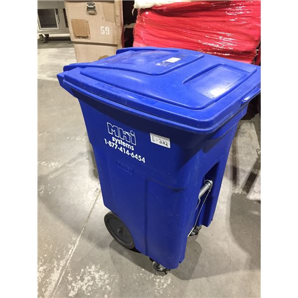 Blue garbage can