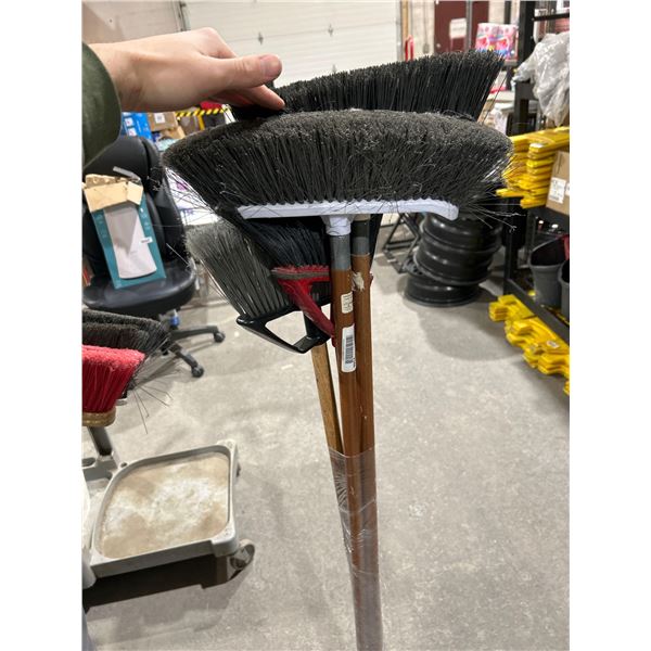 Lot of 4 assorted floor brooms