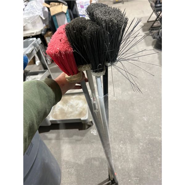 Lot of 4 assorted floor brooms
