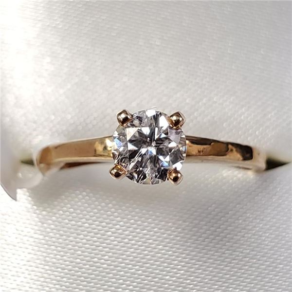 10K Yellow Gold Moissanite(0.44ct) Ring (~Size 6) (~weight 1.8g), Made in Canada, Appraised Retail $