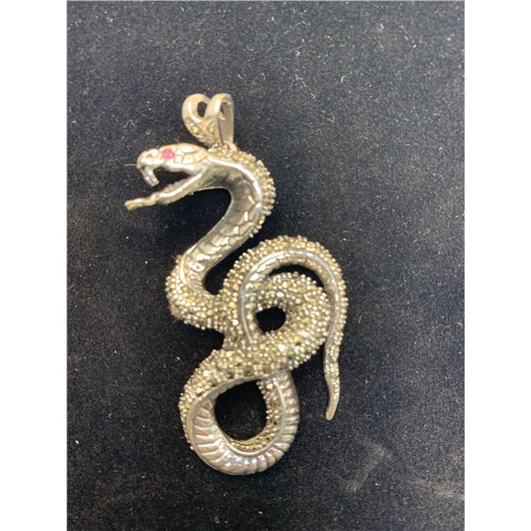 Game of Thrones Natural Ruby Solitaire .30 Carat Silver Serpent Pendant  with Appraisal Certificate 