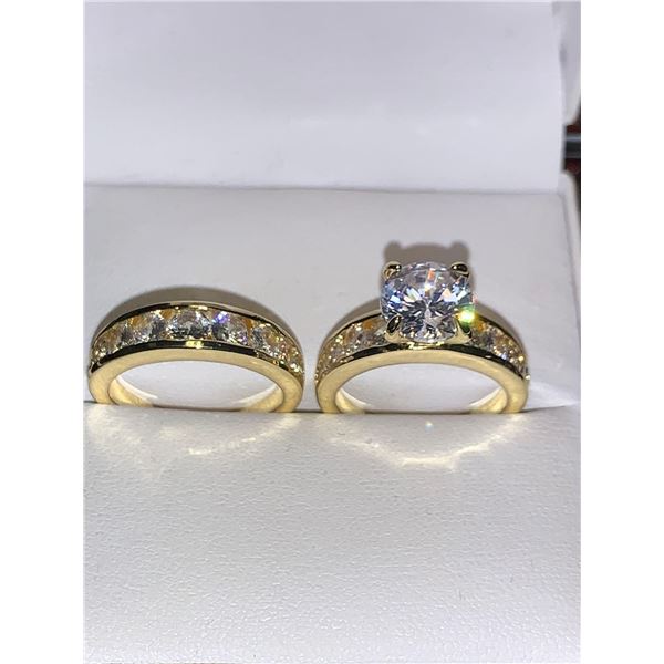 Ladies 1.0 Carat Bezel Set Brillisnt Cut Solitaire Matching wedding engagement ring and band