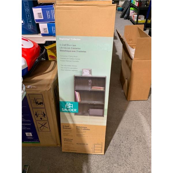 Beginnings Collection 3 Shelf Bookcase Cinnamon Cherry Finish