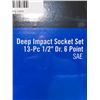 Image 2 : Ultra Pro Deep Impact Socket Set 13pc 1/2" Dr. 6 Point SAE
