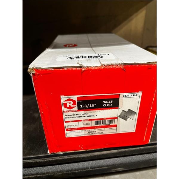 R 1-3/16" Nails 18 Gauge Brad Nails 12 box x 5M