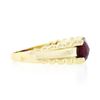 Image 8 : 14k Yellow Gold GIA 3 ctw Cushion Rubellite Tourmaline Solitaire Grooved Side Ri