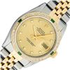 Image 1 : Rolex Mens 2T Champagne Diamond & Emerald Datejust 36MM