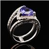 Image 2 : 4.02 ctw Tanzanite and 0.84 ctw Diamond 18K White Gold Ring