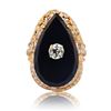 Image 1 : 0.90 ctw VS1 CLARITY CENTER Diamond and 7.00 ctw Onyx 14K Yellow Gold Ring (2.40