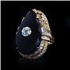 Image 2 : 0.90 ctw VS1 CLARITY CENTER Diamond and 7.00 ctw Onyx 14K Yellow Gold Ring (2.40